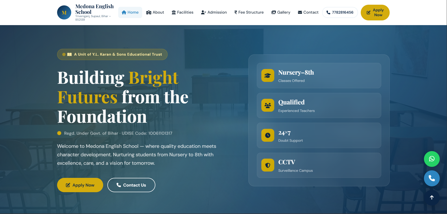 Medona English School Website